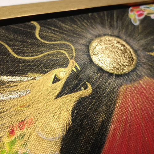 【公式ショップ】 風水吉祥絵画＊永和来福図 虹色に輝く昇龍と鳳凰～赤富士金滝虹 絵画+タペストリー