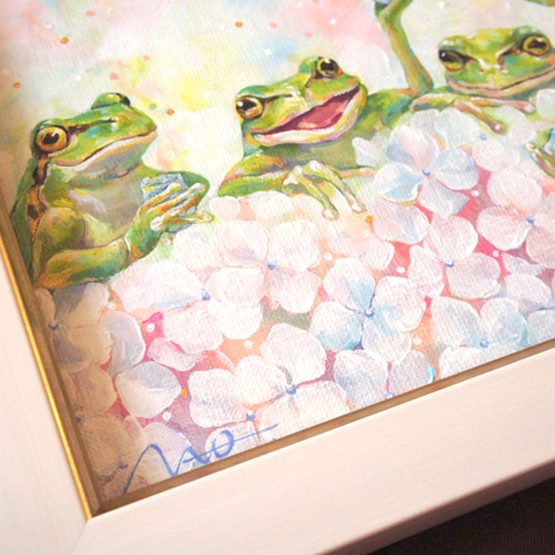◉一点物再販不可】かえる 蛙の絵 壁に飾る 玄関に飾る 新居 引っ越し