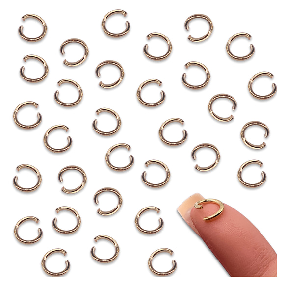 丸カン 8ｍｍ ゴールド KC金 200個 ジャンプリング 丸環 基礎パーツ 接続金具 金具 手芸 パーツ BD4154 1枚目の画像