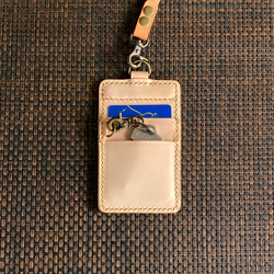 【2面+鍵ﾎﾟｹｯﾄDｶﾝ・生成り・初期手入済】IDカードケース CC2k-30ki_init パスケース 250304 6枚目の画像