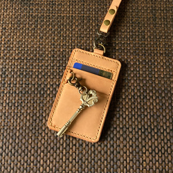 【2面+鍵ﾎﾟｹｯﾄDｶﾝ・生成り・初期手入済】IDカードケース CC2k-30ki_init パスケース 250304 2枚目の画像