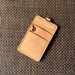 【2面+鍵ﾎﾟｹｯﾄDｶﾝ・生成り・初期手入済】IDカードケース CC2k-30ki_init パスケース 250304 4枚目の画像