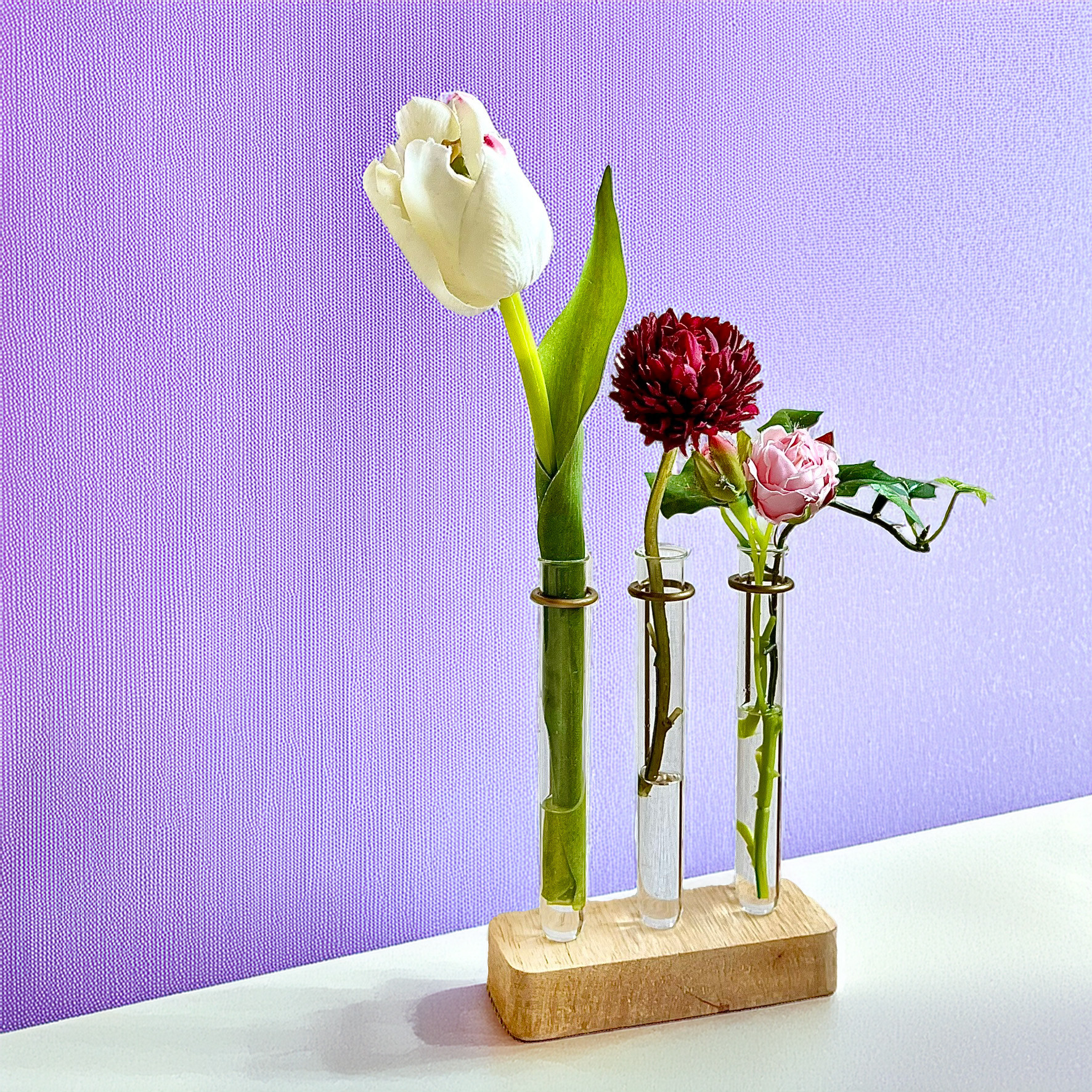 New【花瓶の水まで超リアル！アーティフィシャルフラワー】 Spring labo (チューリップ/マム/ミニバラ）