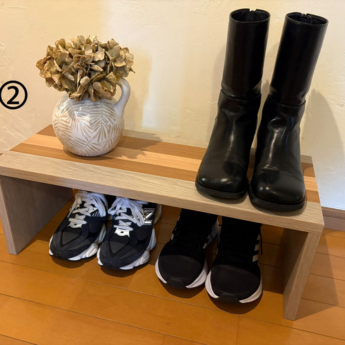 木目を活かしたコの字シューズラック / オーダーメイド コの字台 (オーダー