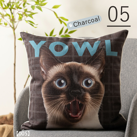 Purr Purr パーパー ネコ柄 クッションカバー キャット チェック 45×45cm pur-cushion 6枚目の画像