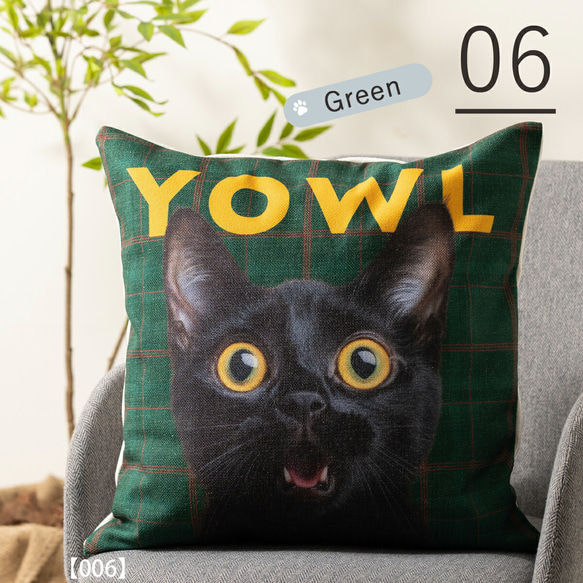 Purr Purr パーパー ネコ柄 クッションカバー キャット チェック 45×45cm pur-cushion 7枚目の画像