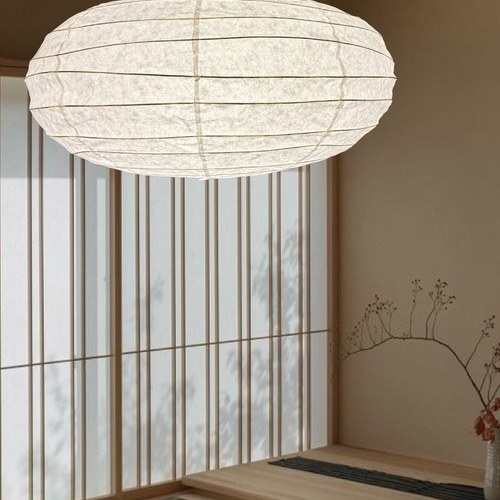 楕円型径60㎝丸和紙提灯照明ペンダント1灯付き その他素材 けん 通販