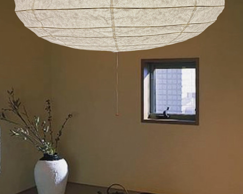 径46㎝丸和紙提灯白1灯具付き照明ペンダント 径46㎝丸