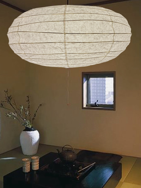 楕円型径60㎝丸和紙提灯照明ペンダント1灯付き その他素材 けん 通販