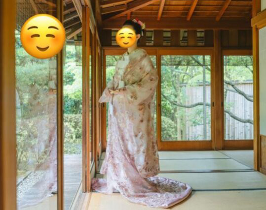 実例写真！ピンク紫 オーガンジー打掛 着物 オーバードレス レース羽織 お色直し 精緻な刺繍