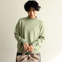 ★サンプルセール　1点のみ★2000円オフ★ニット コットン100％プルオーバー 裏葉柳 240303-1（057） 4枚目の画像