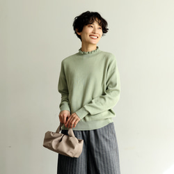 ★サンプルセール　1点のみ★2000円オフ★ニット コットン100％プルオーバー 裏葉柳 240303-1（057） 5枚目の画像