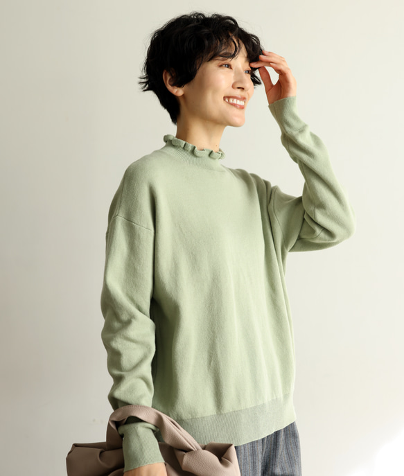 ★サンプルセール　1点のみ★2000円オフ★ニット コットン100％プルオーバー 裏葉柳 240303-1（057） 8枚目の画像