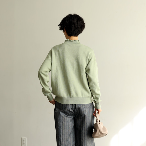 ★サンプルセール　1点のみ★2000円オフ★ニット コットン100％プルオーバー 裏葉柳 240303-1（057） 9枚目の画像