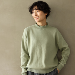 ★サンプルセール　1点のみ★2000円オフ★ニット コットン100％プルオーバー 裏葉柳 240303-1（057） 10枚目の画像