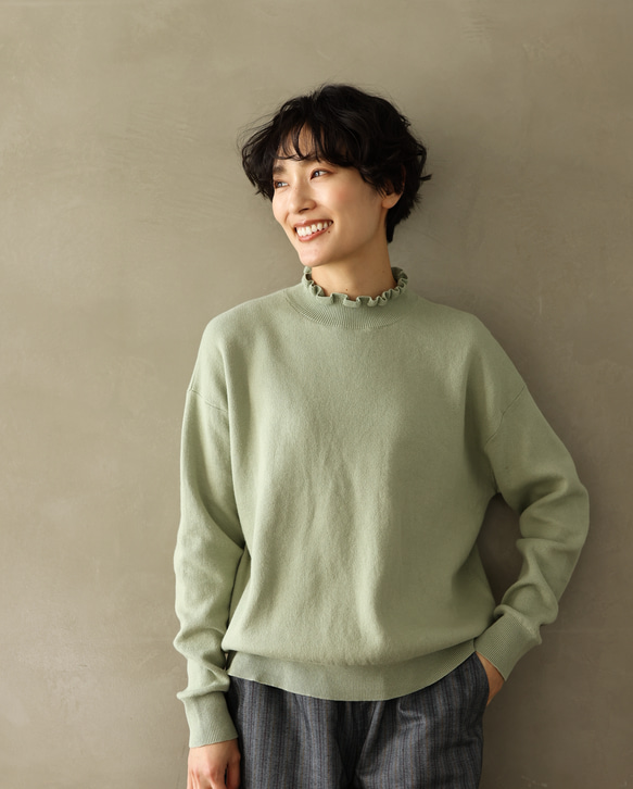 ★サンプルセール　1点のみ★2000円オフ★ニット コットン100％プルオーバー 裏葉柳 240303-1（057） 10枚目の画像