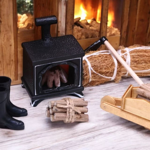 ミニチュア焚き木ストーブ ドールハウス暖炉 ミニチュア暖房器具