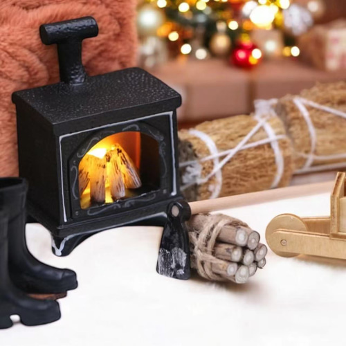 ミニチュア焚き木ストーブ ドールハウス暖炉 ミニチュア暖房器具