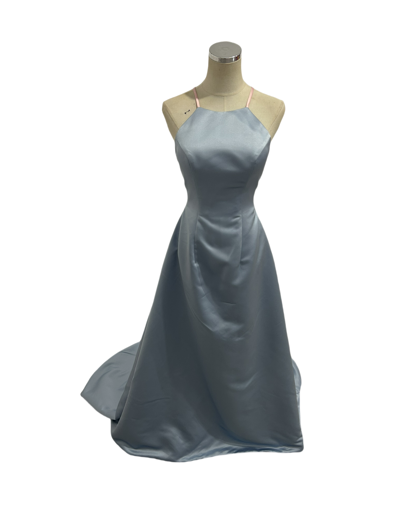 パーティードレス 爽やかで優しいブルー キャミソール 前撮り ホルターネック バックレス