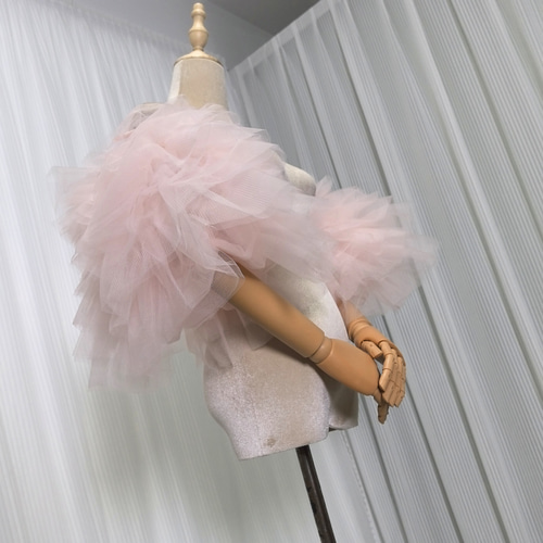 送料無料！取り外し袖 可愛い 薄ピンク リボン ストレッチ 姫袖  