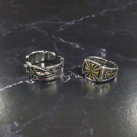 大特価オープン価格　silver925 真鍮　メキシカンリング　セット　メンズ　指輪　フリーサイズ　 3枚目の画像