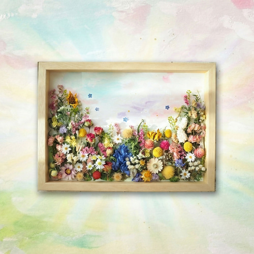 特別な日のお祝い・誕生日・サロン飾り》ドライフラワーと水彩画