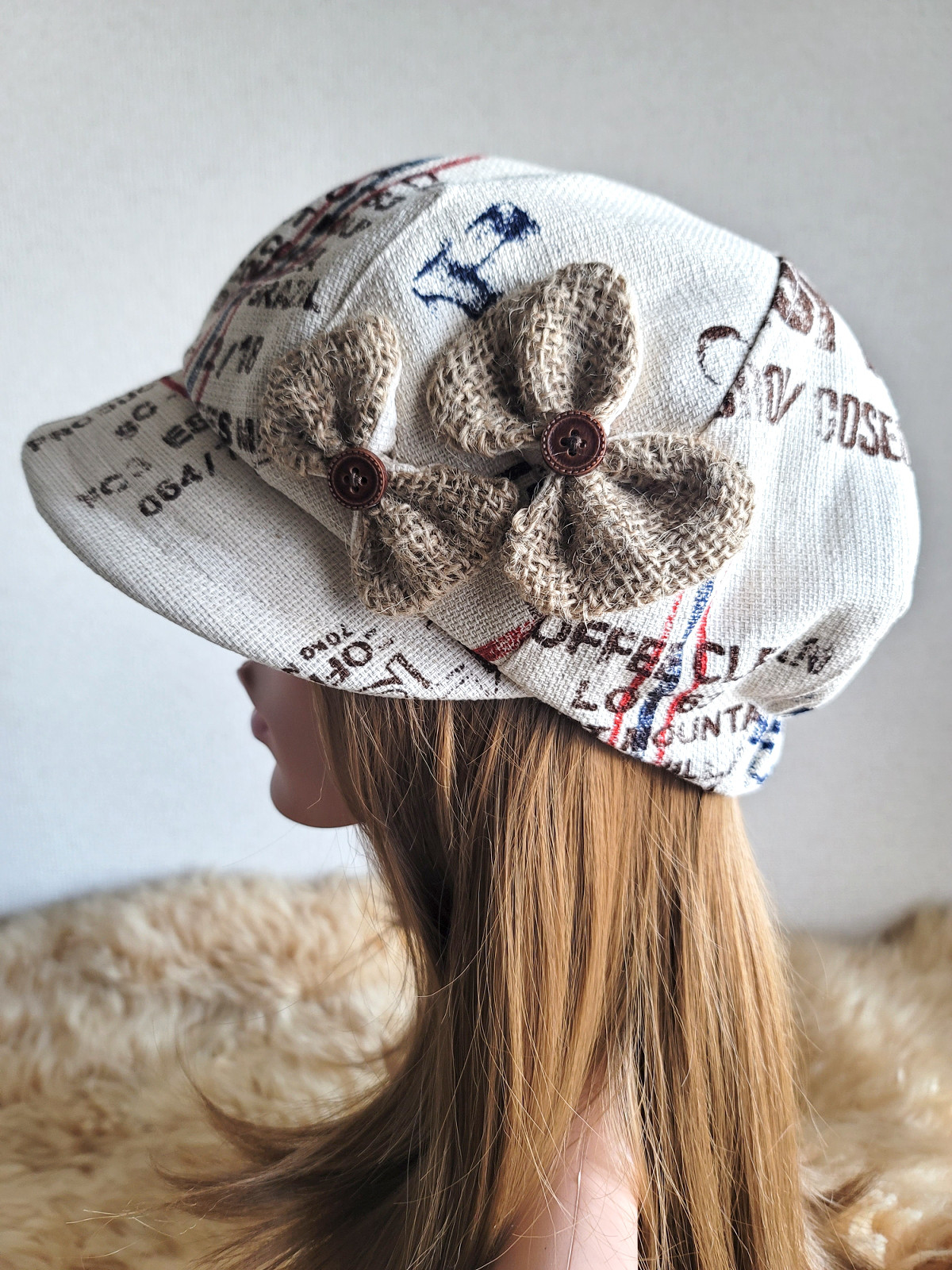 コーヒー×麻★バタフライ リボン★60㎝★キャスケット