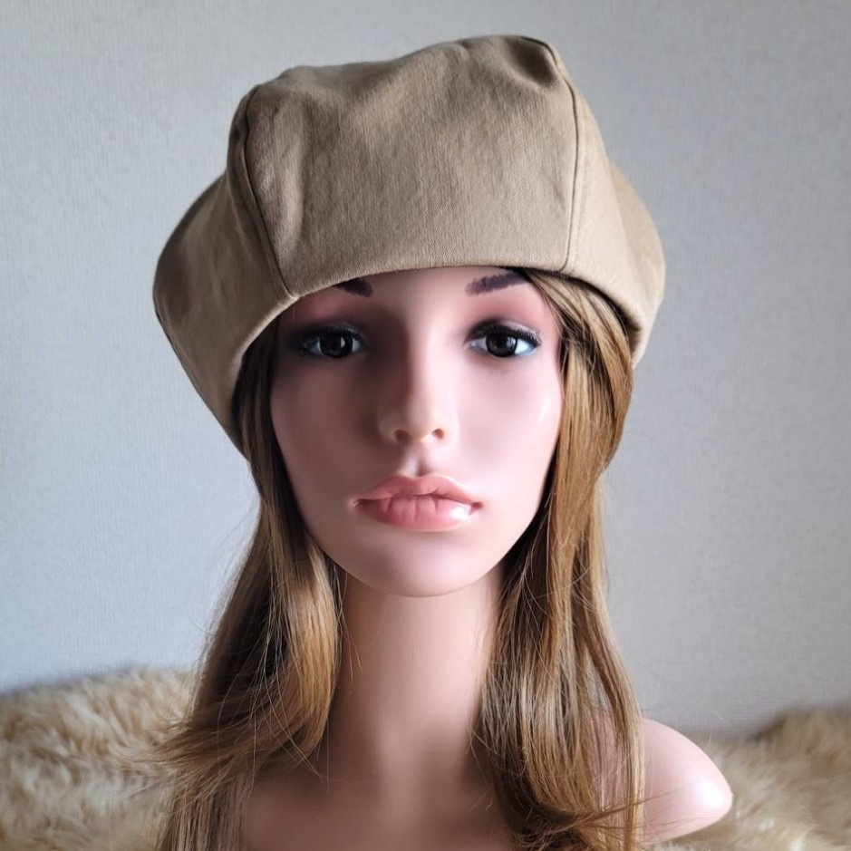味わいベージュ★62㎝★6枚パーツベレー帽