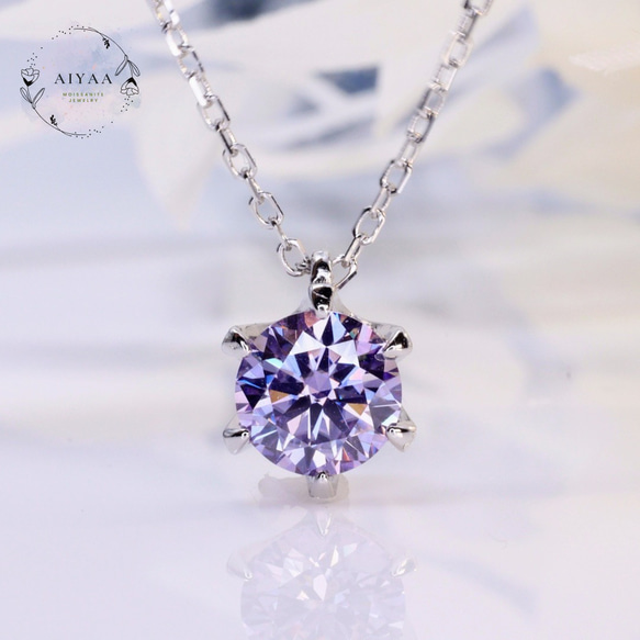 1ct】シンプル 6爪 一粒 モアサナイト ネックレス◇silver925