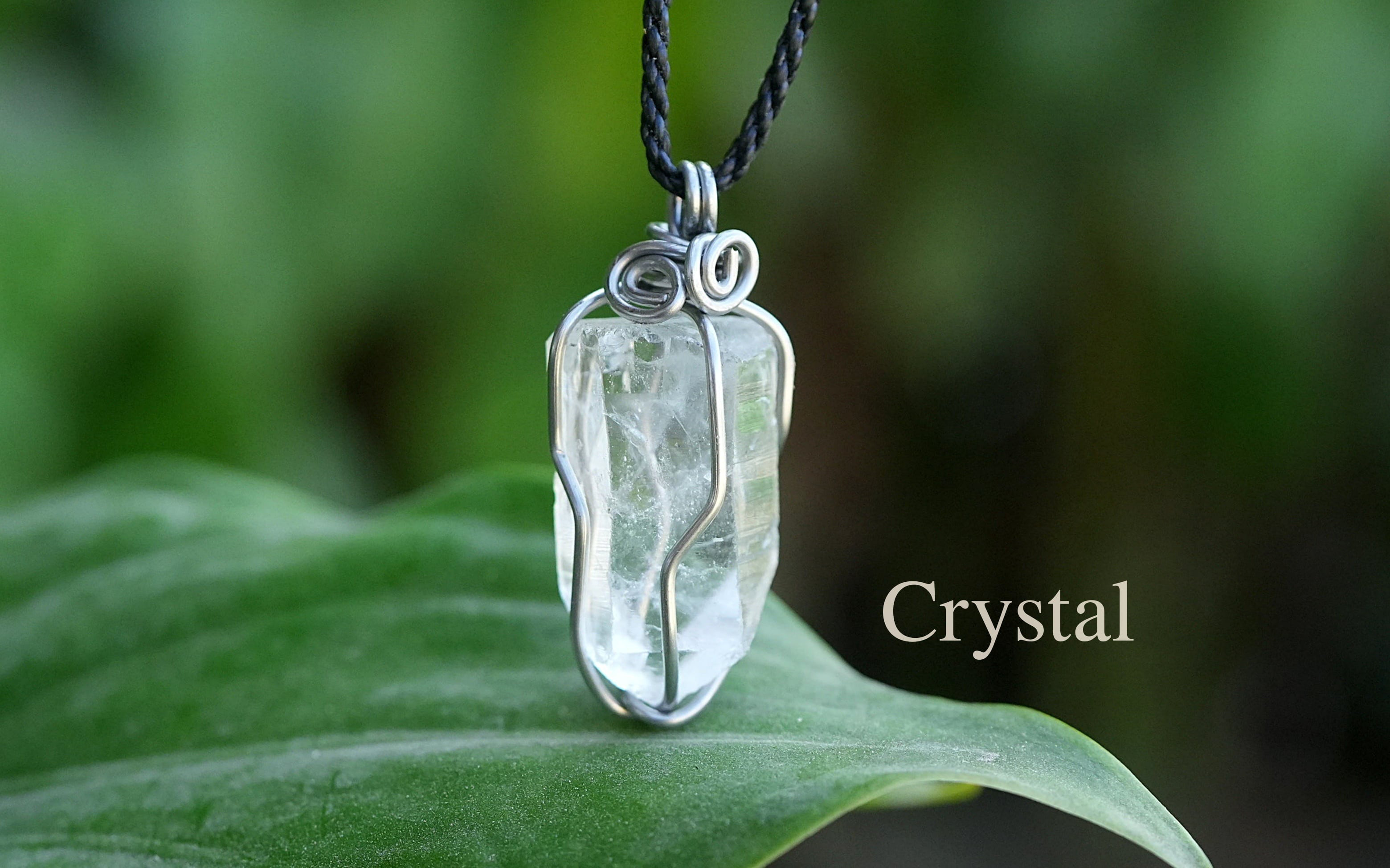 水晶原石★クリスタル原石 ワイヤーアートネックレス1942