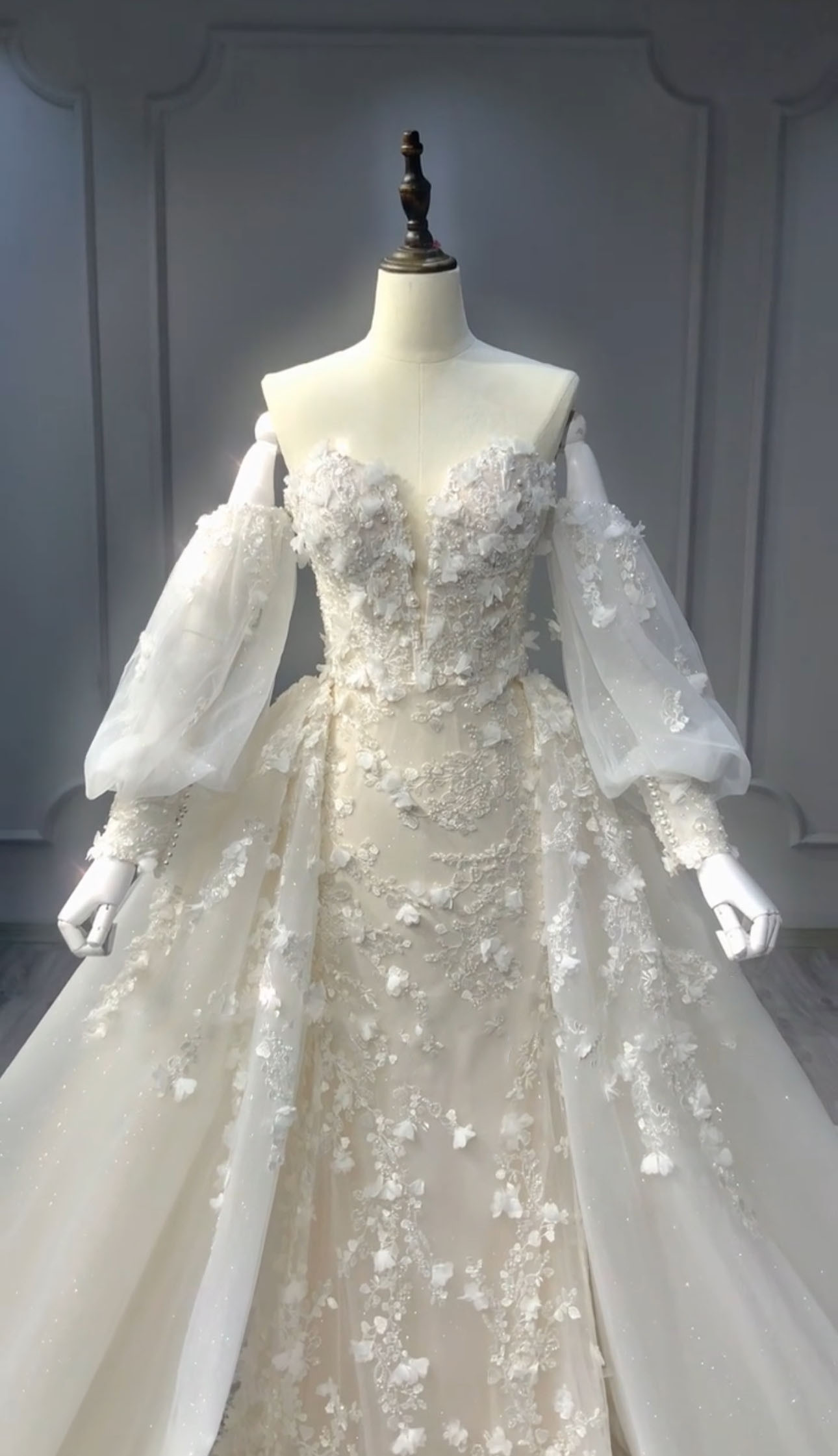 送料無料　オーバースカート　２ways 白　タイトスカート　ロングトレーン　美品　憧れのドレス　ブライダル　フワラー挙式