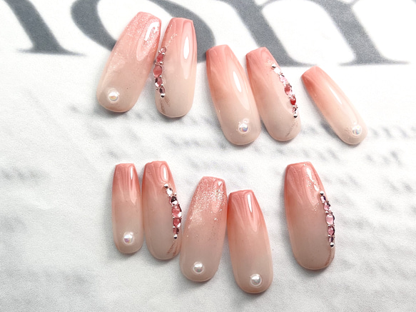 【307】オーダー❉ピーチピンクグラデーション 夏 大人可愛いシンプルネイル 307】オーダー❉ピーチピンクグラデーション 夏 大人可愛いシンプルネイル