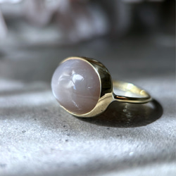 【受注製作】大粒のグレームーンストーン リング （真鍮・silver950） 4枚目の画像