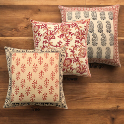 ハンドブロックプリント クッションカバー インド クッション