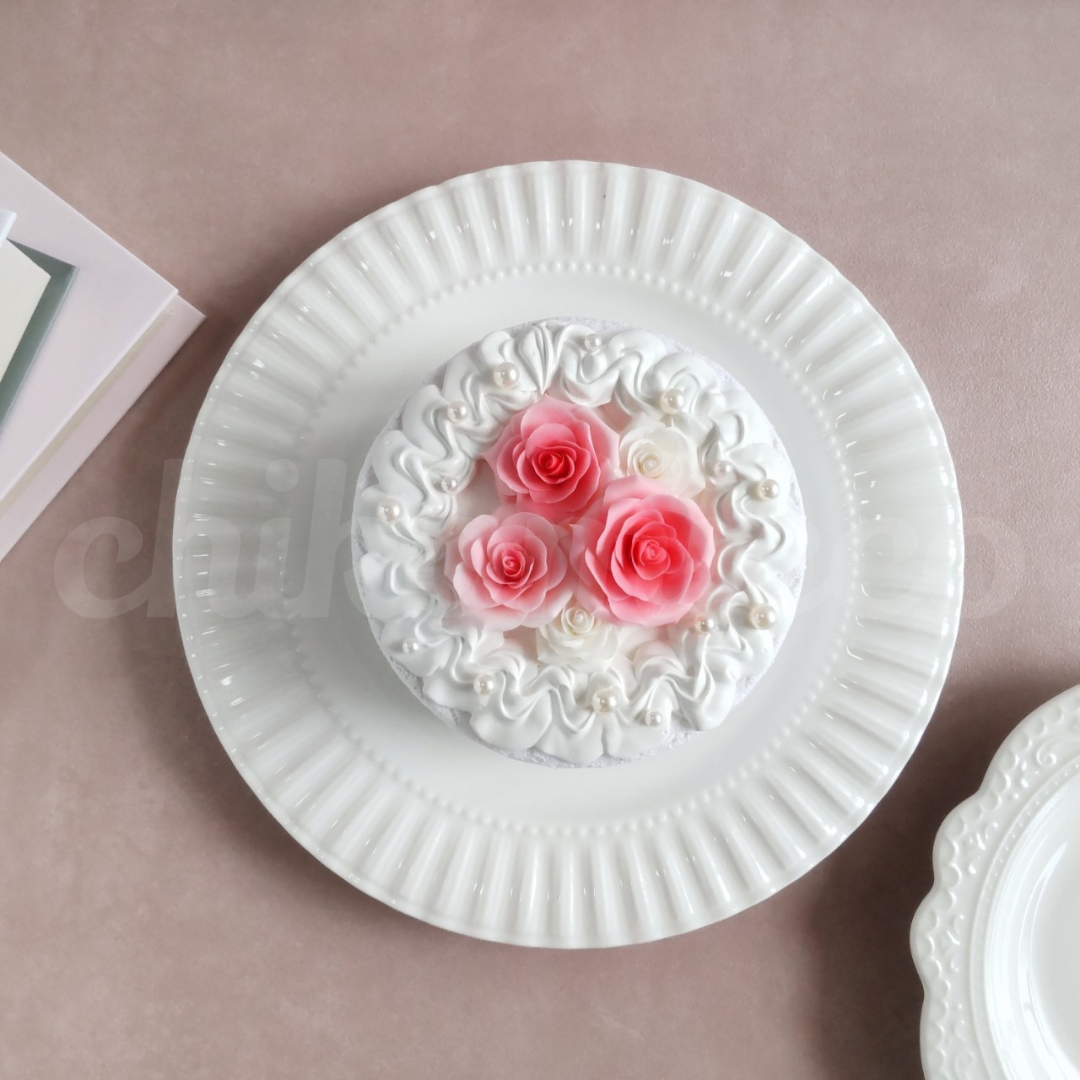 クレイケーキ＊ピンクローズのデコレーションケーキ/直径10cm