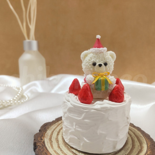 ミニクレイケーキ＊白くまサンタのホワイトクリスマスケーキ 立体