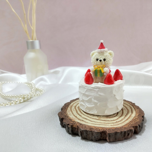 ミニクレイケーキ＊白くまサンタのホワイトクリスマスケーキ 立体
