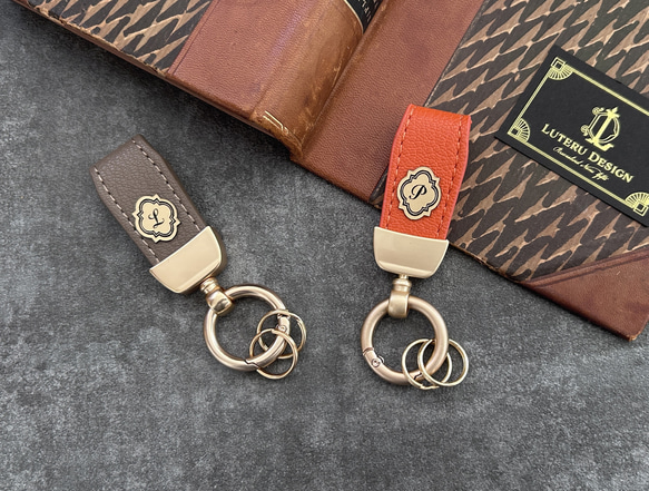イニシャル入りレザーキーホルダーMINI 14枚目の画像