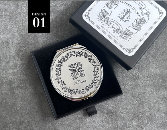 【イニシャル＆名入れ】コンパクトミラー 5枚目の画像