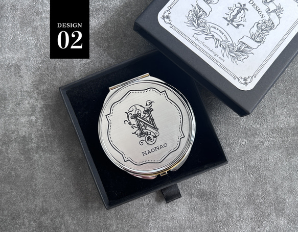 【イニシャル＆名入れ】コンパクトミラー 7枚目の画像