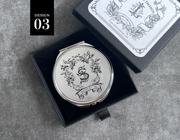 【イニシャル＆名入れ】コンパクトミラー 9枚目の画像