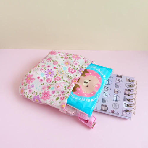 ふたなし移動ポケット小さめ ☆お花ピンクA 31 女の子レトロピンク