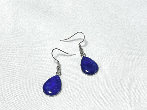 近江瑠璃細工『青の花しずく』あおばなのピアス【草津あおばな会認証