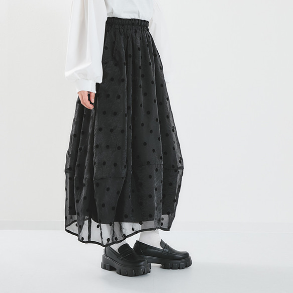 下半身のお悩みを解決♪ロングシーズン着回せる ドットシアーバルーンスカート 25032 18枚目の画像