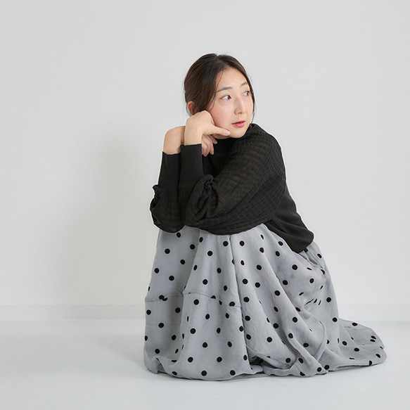 下半身のお悩みを解決♪ロングシーズン着回せる ドットシアーバルーンスカート 25032 9枚目の画像