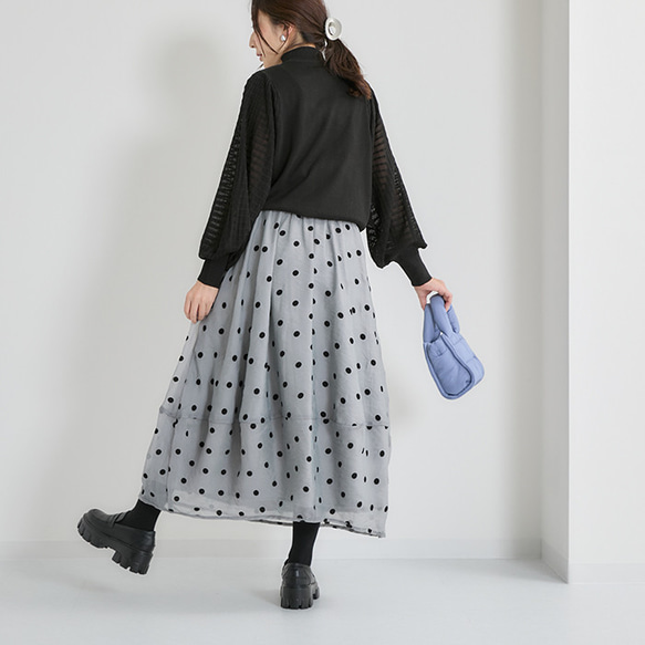 下半身のお悩みを解決♪ロングシーズン着回せる ドットシアーバルーンスカート 25032 12枚目の画像