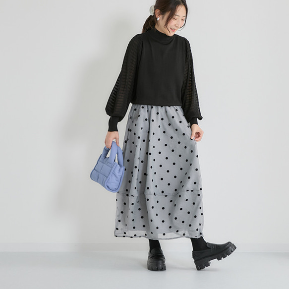 下半身のお悩みを解決♪ロングシーズン着回せる ドットシアーバルーンスカート 25032 6枚目の画像