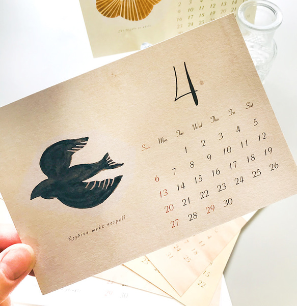 再販2【2026年版】ちょっと大人の卓上カレンダー/北欧柄(定番) 〜水彩で描く北欧の12ヶ月〜 3枚目の画像