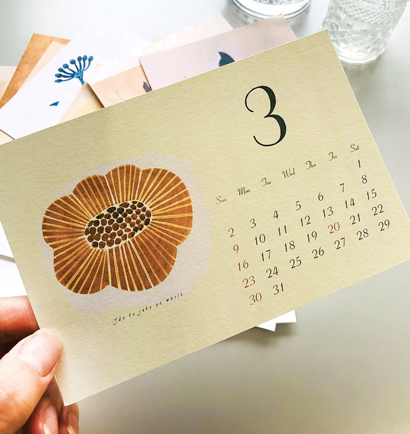 再販2【2026年版】ちょっと大人の卓上カレンダー/北欧柄(定番) 〜水彩で描く北欧の12ヶ月〜 4枚目の画像