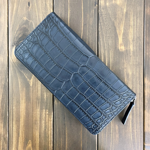 アリゲーター × ルガトショルダー 長財布 ワニ革 ダークナイト
